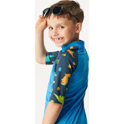Dětské triko UNUO s UV ochranou 50+, Modrá, Dinosauři (Velikost 98/104, Věk 2-4 roky)