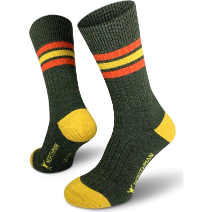 Merino ponožky NORTHMAN Larvik zelenožluté (Velikost 42-44)