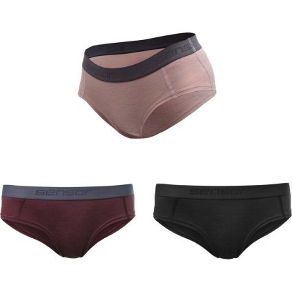 Dámské merino kalhotky SENSOR Merino Air 3-pack (Velikost S, Barva černá)