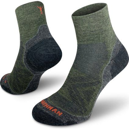 Běžecké merino  ponožky NORTHMAN PRO Mid tmavě zelené (Velikost 42-44)