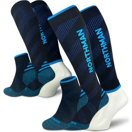 Kompresní ponožky a návlek NORTHMAN Compress Elite 3-pack modrá (Velikost 42-47)