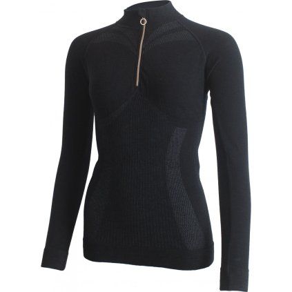 Dámské merino triko LASTING Mazala černé (Velikost XS)