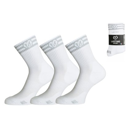 Unisex bavlněné ponožky LASTING NTL bílé/3 páry (Velikost S)