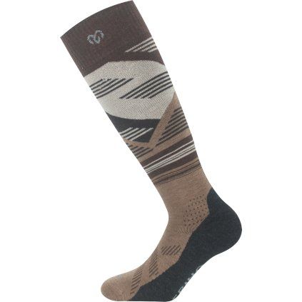 Unisex merino lyžařské podkolenky LASTING SIW hnědé (Velikost L)