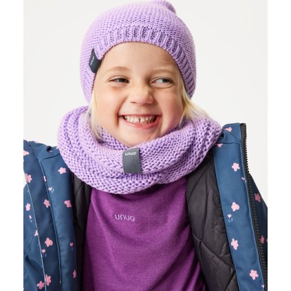 Zimní nákrčník UNUO pletený Wrap, Lila (Velikost UNI)