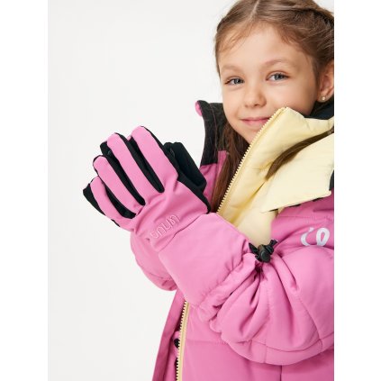 Dětské zimní rukavice UNUO prstové Ski, Růžová (Velikost S, Věk 2-4 roky)