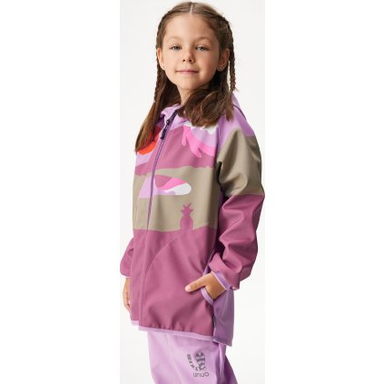 Dětská softshellová bunda UNUO s fleecem Basic, Lila, Sopka (Velikost 98/104, Věk 2-4 roky)