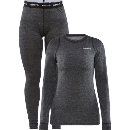 Dámský merino set CRAFT Core Wool černá žíhaná (Velikost XS)
