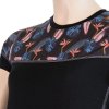 Dámské merino tričko SENSOR impress černé/floral (Velikost S, Barva černá)