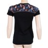 Dámské merino tričko SENSOR impress černé/floral (Velikost S, Barva černá)