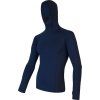 Pánské funkční tričko s kapucí SENSOR Merino df deep blue (Velikost M, Barva modrá)
