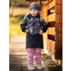 Dětská čelenka UNUO fleecová Elise, Černá, Zahrada (Velikost M (49 - 52 cm), Věk 3-6 let)