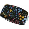 Dětská čelenka UNUO fleecová Elise, Černá, Zahrada (Velikost M (49 - 52 cm), Věk 3-6 let)