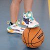Dětské sportovní boty PROGRESS Junior Basketball bílá/modrá/petrol (Velikost 30)