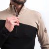 Pánská merino mikina SENSOR Extreme up černá/almond beige (Velikost XXL, Barva černá)