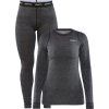 Dámský merino set CRAFT Core Wool černá žíhaná (Velikost XS)